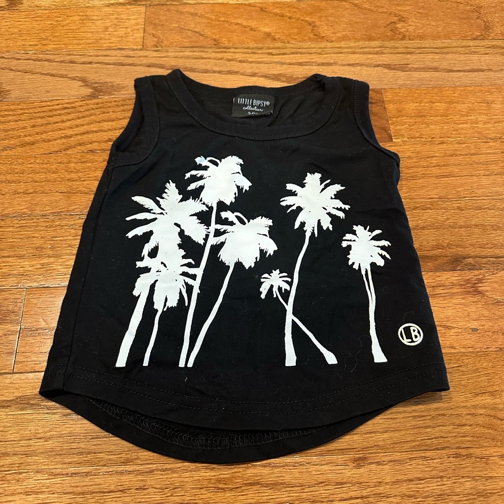 Little Bipsy black palm tree tank top